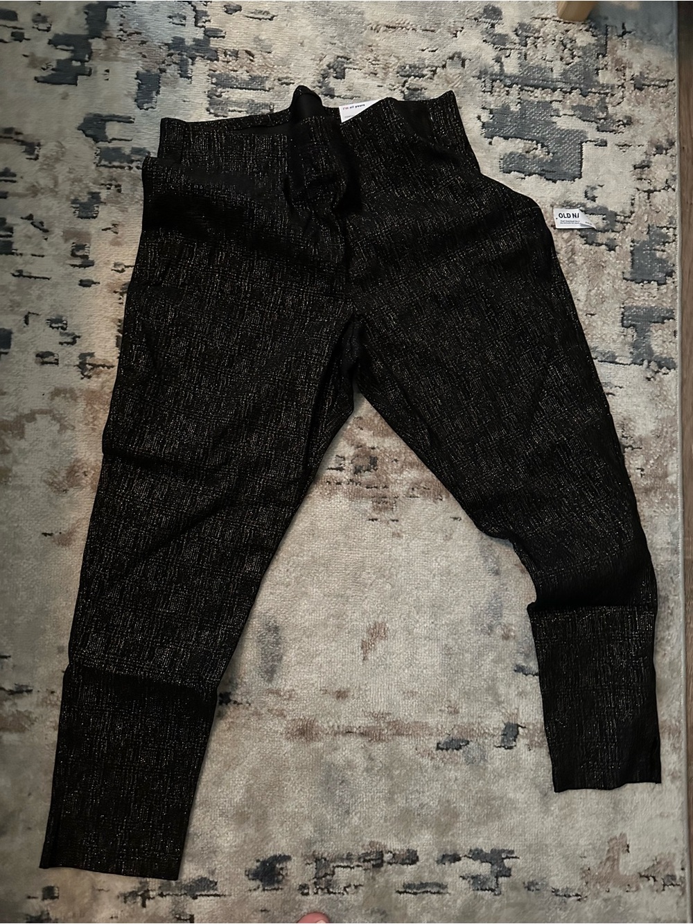 Old Navy Black Gold Shiny/Metallic Dress Pants (pixie skinny) XL